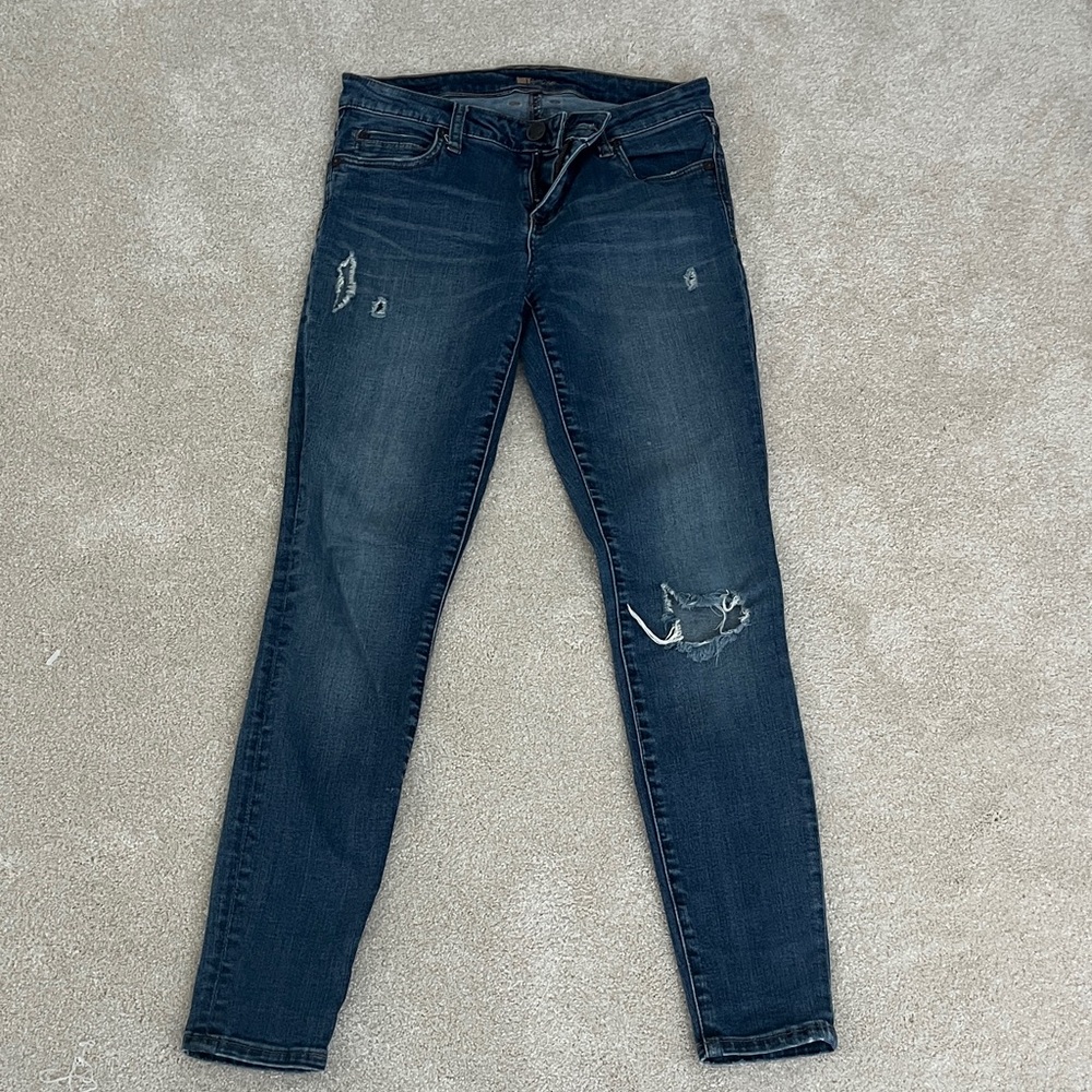 Kut from the Kloth Dark Blue Skinny Distressed Jeans